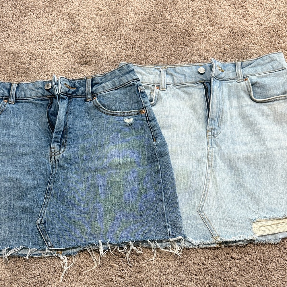 Wild Fable Denim Mini Skirt Duo - Dark Blue and Light Blue